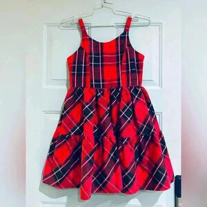 Holiday Red Plaid Dress Bolero Black Velour size 12
